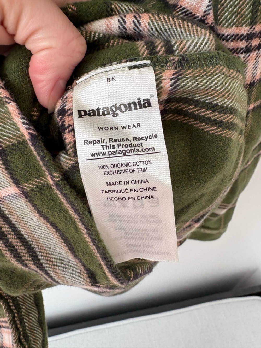 Patagonia Fjord Flannel Shirt Green - Size Small 100% Cotton Button Down - Picture 5 of 7